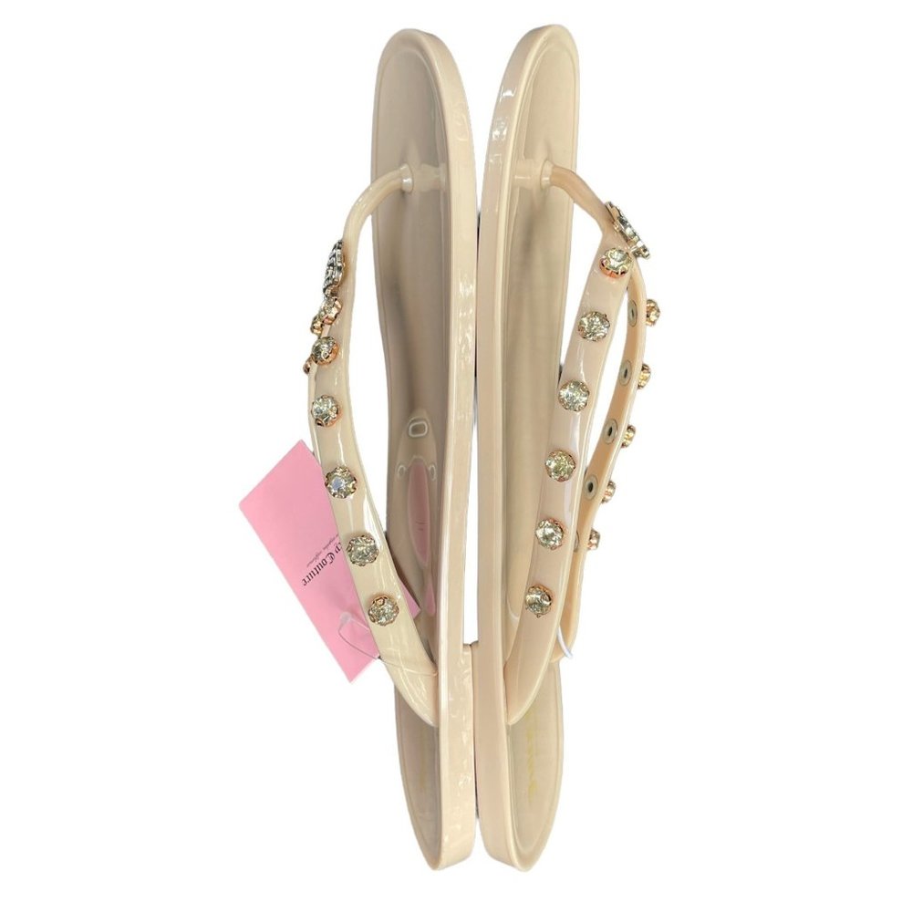 NWOT Juicy Couture Womens Sandal Size 10 Beige Flip Flop Studded Rhineston🌸 - Picture 7 of 15